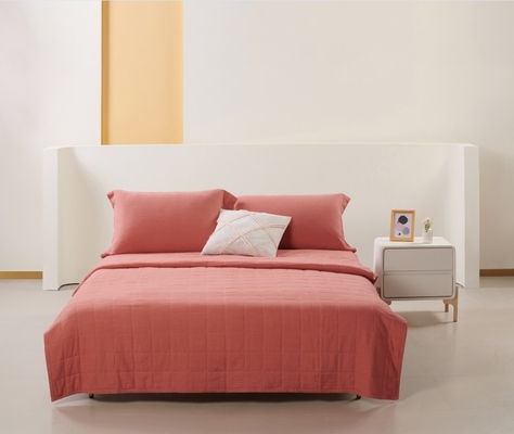 OEM Rayon Linen Quilt Set Solid Sustainable Burned Orange Quilt Set مجموعه ای از پتو های ریمون ریمون